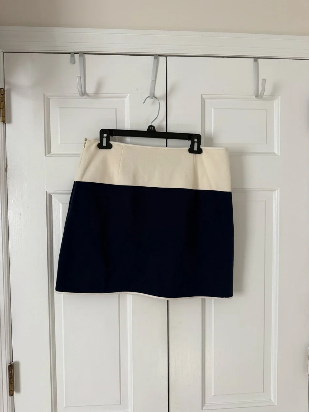 Tory Burch Navy and Cream Panel Mini Skirt